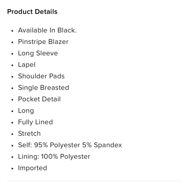 NWT Katalia Pinstripe Blazer - Black - Picture 4 of 4